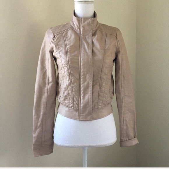 Francesca's Collections Jackets & Blazers - Francesca’s Blush Vegan Leather Moto Jacket Small